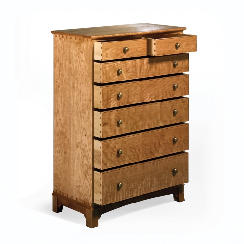 Chest of Drawers in cherry with through, half-blind, regular and rabbeted sliding dovetails. 47H x 34W x 18D