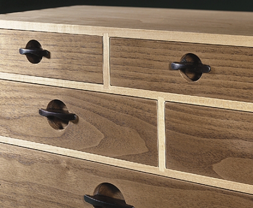 Closeup of Drawer Case from Cabinetmaker's Chest. Carcase and partitions in maple with sliding dovetails. 9H x 31W x 8D