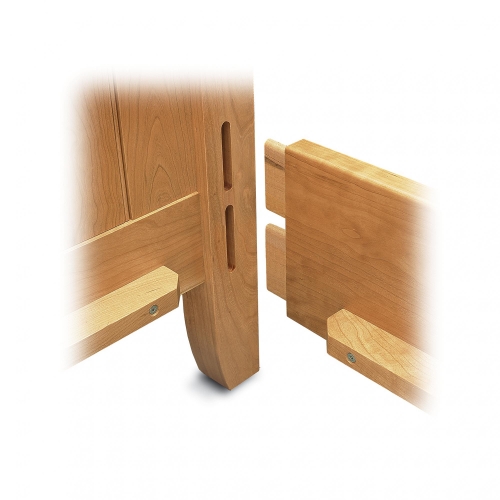 Exploded view of double in line mortise & tenon joint on bed frame