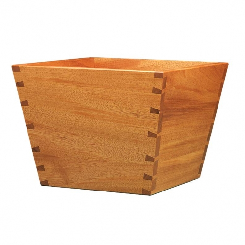 Planter box in mahogany with compound (hopper) angled dovetails 12H x 23W x 14D