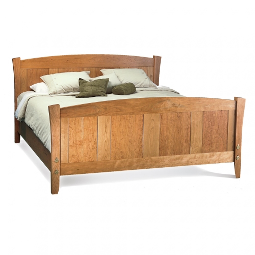 Shaker-inspired bed with single and in line double mortise & tenon joints. Cherry. 48H headboard, 36H footboard x 82W x 87D