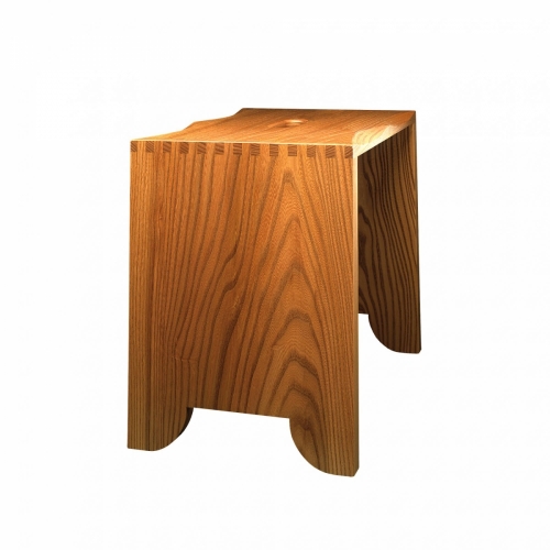 Large Stool in elm with 12 square finger joints. 16H x 19W x 12 12D